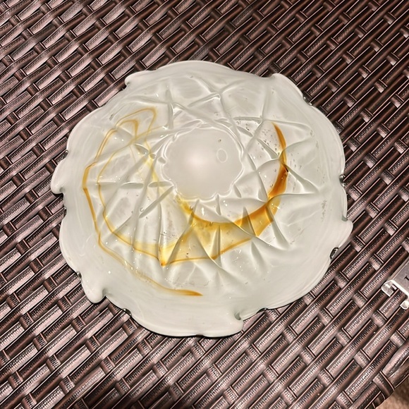 handmade freeform glass dish 7 1/2”wX3”H apx multicolor bowl artisan Vintage - Picture 4 of 4